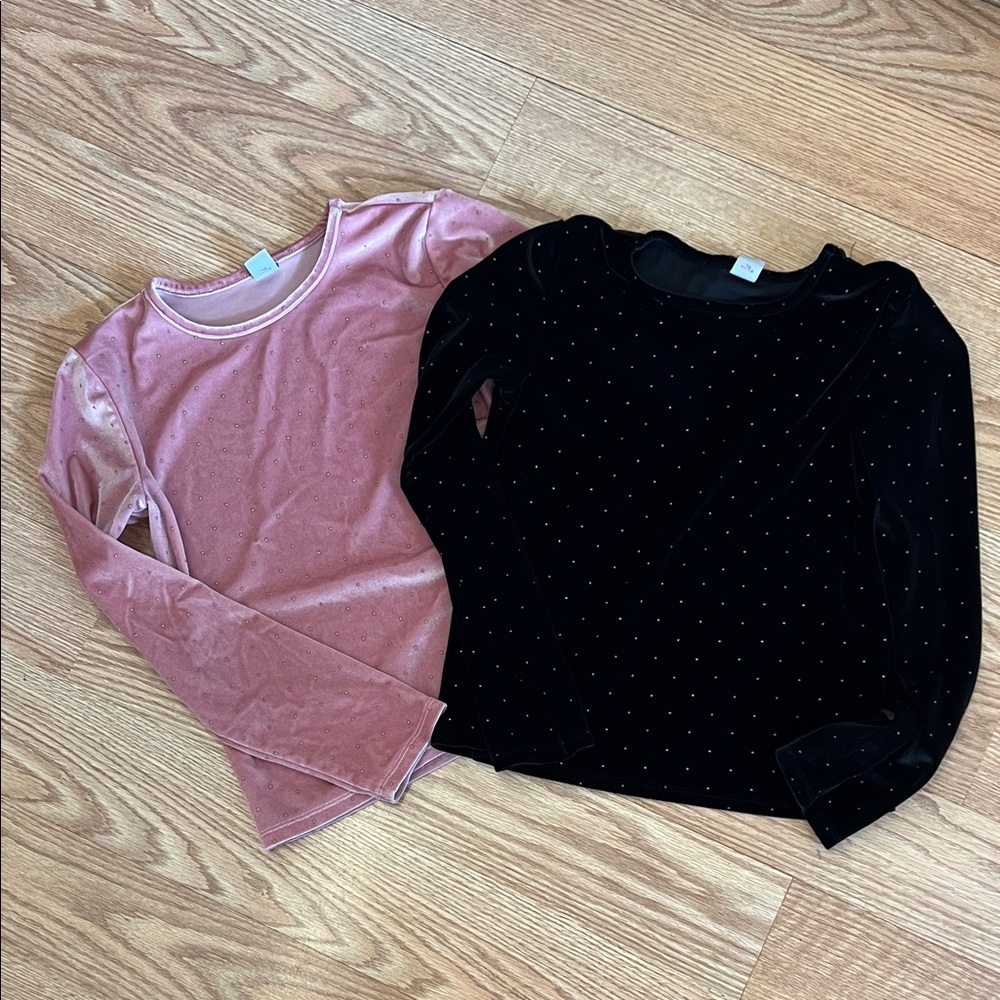 Old Navy Pink and Black Long Sleeve Tees velvet Size 10/12
